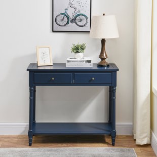 Blue console table on sale with drawers